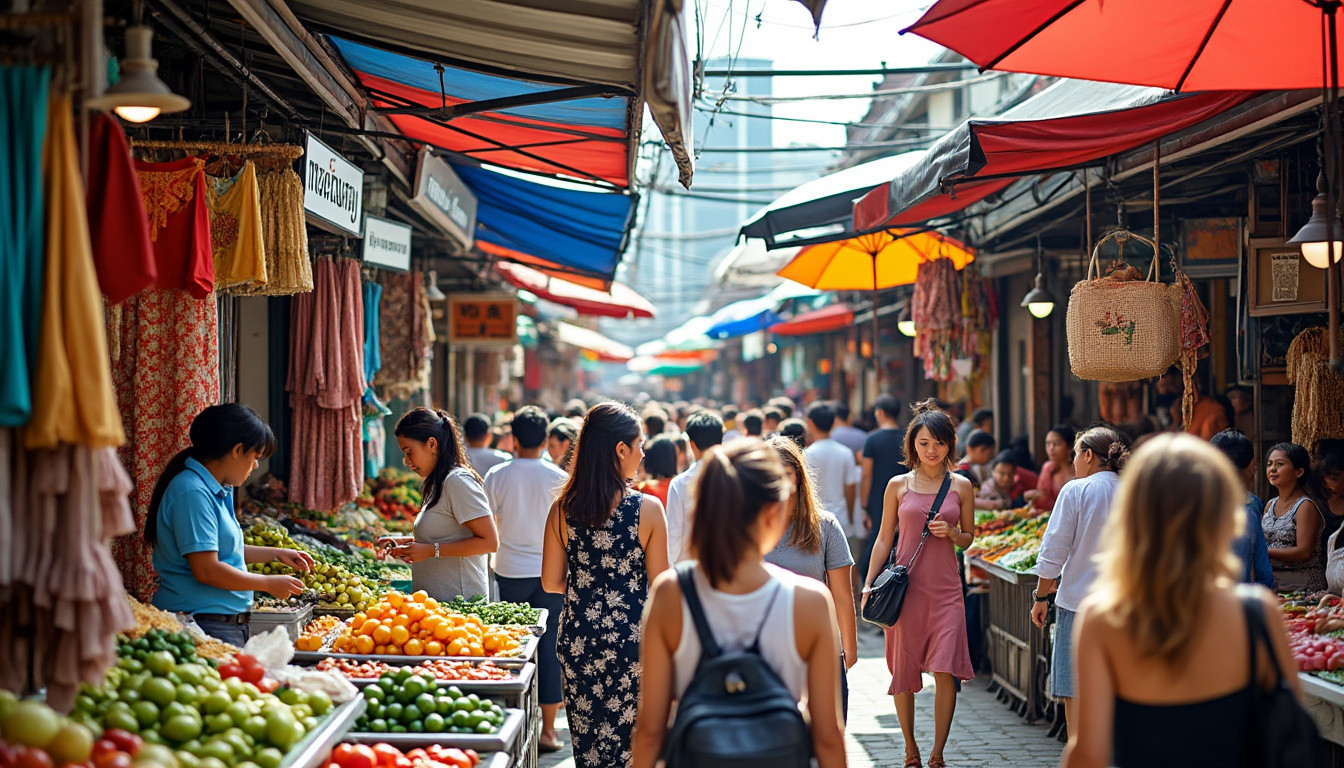 découvrez le marché de jatujak à bangkok, un paradis du shopping le week-end où vous trouverez une incroyable variété de produits, de la mode aux souvenirs, dans une ambiance unique et animée.